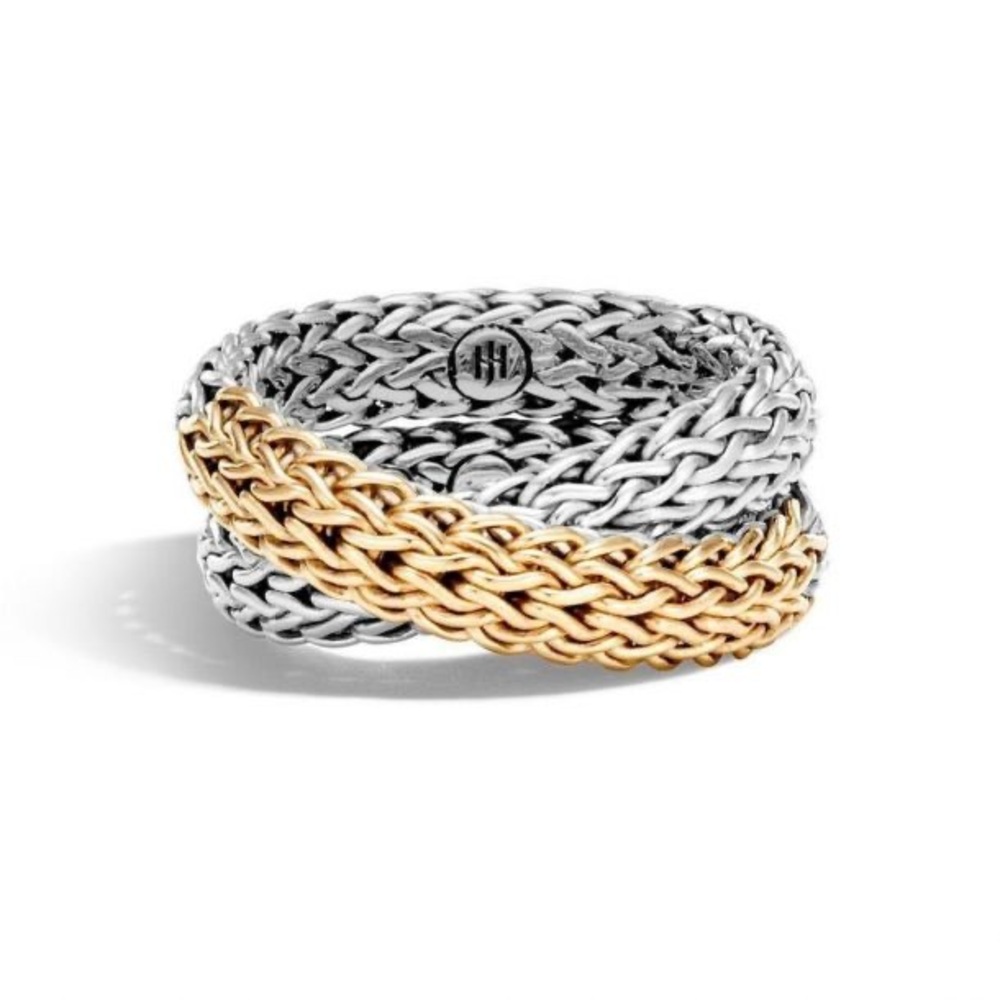 John Hardy Two-Tone Classic Chain Overlap Ring - Size 6 - Picture 3 of 6